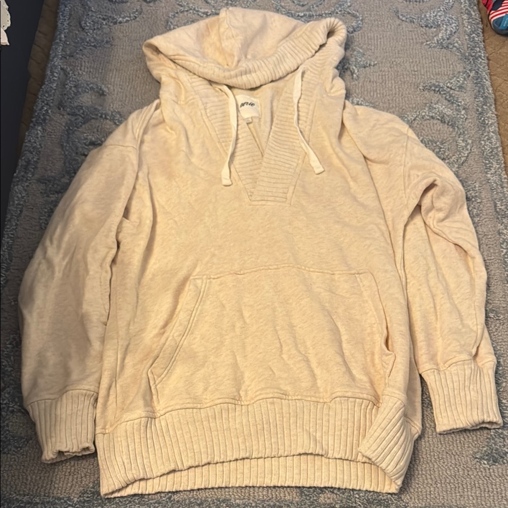 Aerie Cream Knit Pullover Hoodie